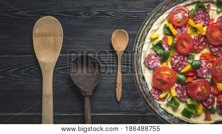 top view of pizza cooking space for text