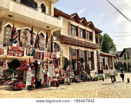 Historical particular of the market in Kastle of Kruje in Albania