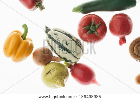 vegetables on the white