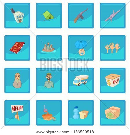 Refugees icon blue app for any design vector illustration