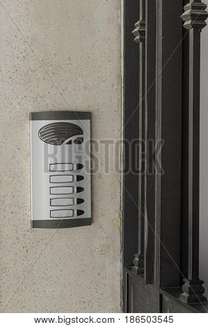 image of intercom on the wall background