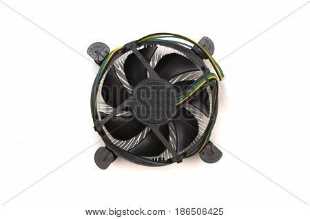 Computer cooling fan of CPU chip isolated.