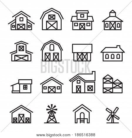 barn & farm building icon in thin line style