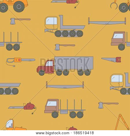 Forestry Machines Seamless Pattern.