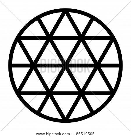 Black hexagram grid generated by lines in a circle. Triangle pattern forming a star figure, also called sexagram or Star of David. Isolated illustration on white background. Vector.
