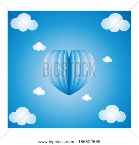 concept of heart on blue backgroundpaper art and origami stylevector illustration.