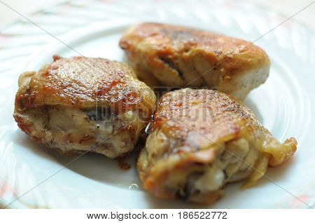 Baked Chicken Thighs And Breast Close Up