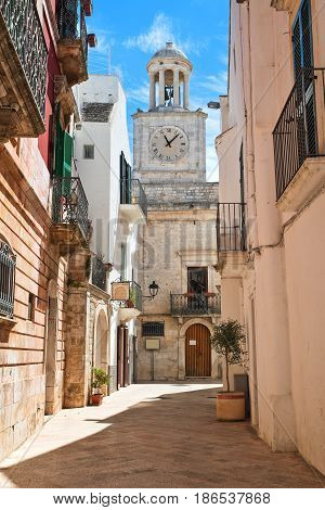 Chararacteristic alleyway of Locorotondo. Puglia. Southern Italy.