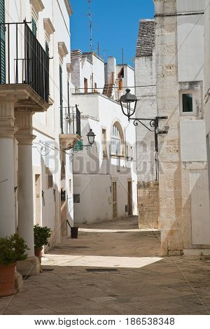 Chararacteristic alleyway of Locorotondo. Puglia. Southern Italy.
