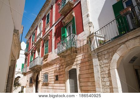Chararacteristic alleyway of Locorotondo. Puglia. Southern Italy.