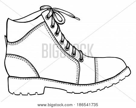 Hand drawn illustration shoe sketch icon isolated on white background