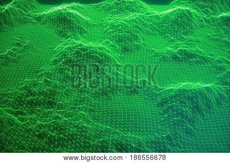 3D illustration internet connection, abstract sence of science and technology. Concept image cyberspace landscape grid