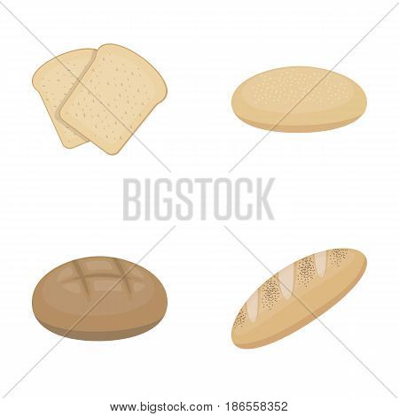Toast, pizza stock, ruffed loaf, round rye.Bread set collection icons in cartoon style vector symbol stock illustration .