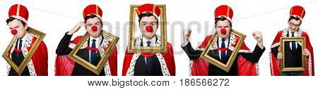 Funny businessman with clown nose