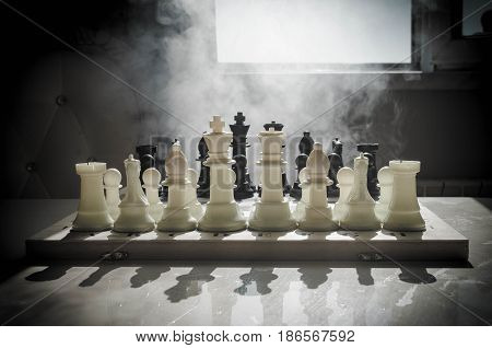 Chess Board Game Concept Of Business Ideas And Competition And Strategy Ideas Concep. Chess Figures