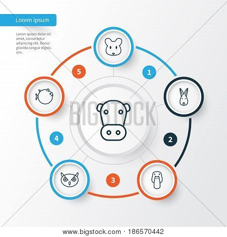 Animal Icons Set. Collection Of Duck, Bunny, Kine And Other Elements. Also Includes Symbols Such As Mallard, Rabbit, Milk.