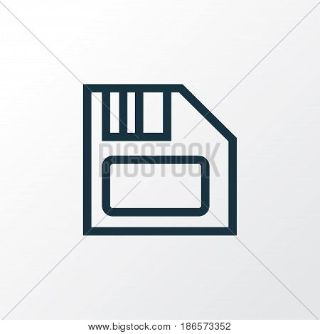Diskette Outline Symbol. Premium Quality Isolated Floppy  Element In Trendy Style.