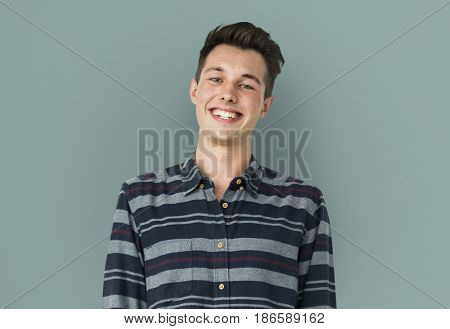 Portrait of Young Adult Caucasian Man Smiling Isolated