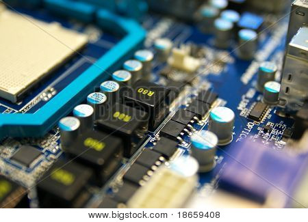 Elektronische Computer Gerät. Flache Schärfentiefe-Bereich.