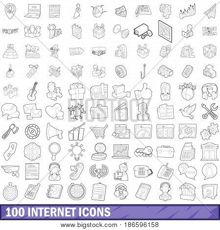 100 internet icons set in outline style for any design vector illustration
