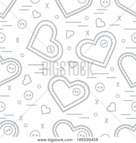 Cute Seamless Pattern With Needle Cases And Buttons. Greeting Card Valentine’s Day.
