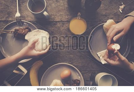 Breakfast Eating Meal Flat Lay Concept