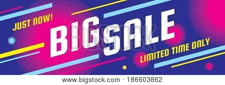 Big sale discount - vector layout concept illustration. Abstract horizontal advertising promotion banner. Creative background. Special offer. Graphic design elements.