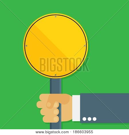 Warning sign vector illustration. Danger flat element for web design and mobile app. Caution high quality flat icon for design printed material. Hazard sign icon on background.