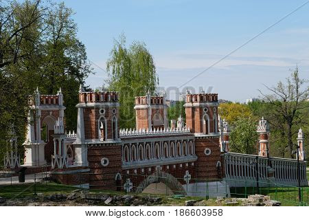 The majestic bridge - palace and park ensemble Tsaritsyno park - Moscow, Russia