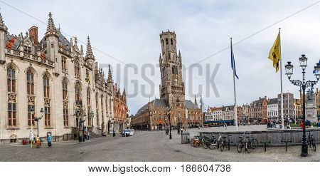 Panoramic Markt Square In Brugge