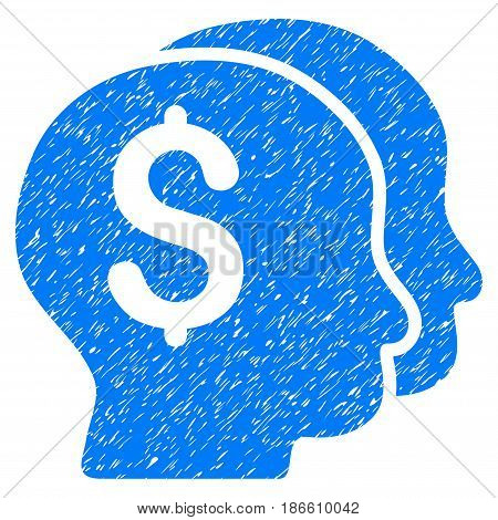 Grunge Bankers icon with grunge design and unclean texture. Unclean vector blue pictogram for rubber seal stamp imitations and watermarks. Draft sign symbol.
