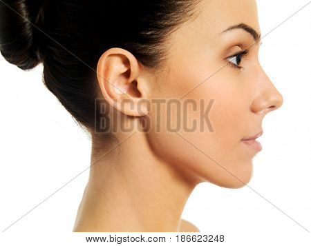 Side view of young woman face