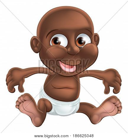 A happy little cartoon baby in his or her nappy