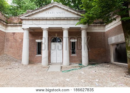 VENICE ITALY - MAY 10: View of the USA pavilion at Venice Biennale on May 10 2017