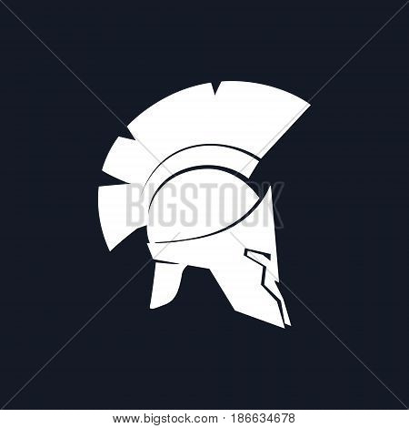 Silhouette Roman Helmet, Antiques Greek Helmet for Head Protection Legionnaire with a Crest of Feathers or Horsehair , Black and White Vector Illustration