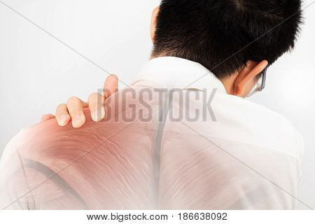 shoulder muscle  injury white background shoulder pain