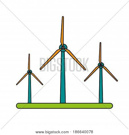 color image wind turbine eolic energy vector illustration