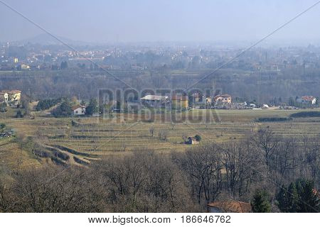 Winter landscape from the road to Montevecchia (Lecco Brianza Lombardy Italy)