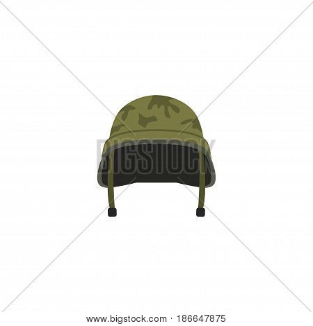 Flat Headgear Element. Vector Illustration Of Flat Soldier Helmet Isolated On Clean Background. Can Be Used As Soldier, Helmet And Headgear Symbols.
