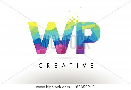 Wp W P Colorful Letter Origami Triangles Design Vector.