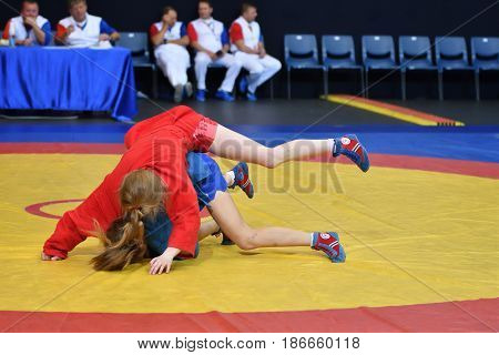 Orenburg, Russia - 29 October 2016: Girls Compete In Sambo