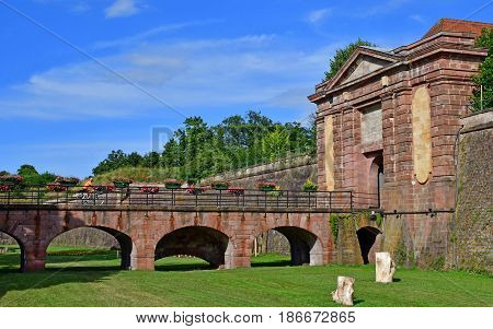 Neuf Brisach France - july 23 2016 : the fortification in summer