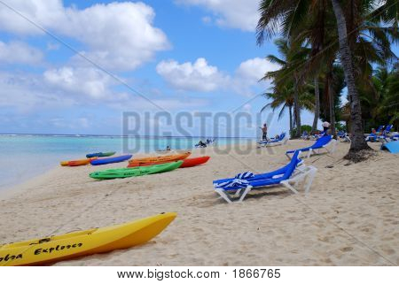 Kayaks On The Beach