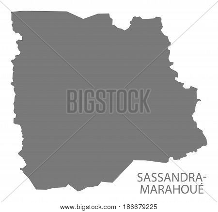 Sassandra-marahoue Ivory Coast Map Grey Illustration Silhouette