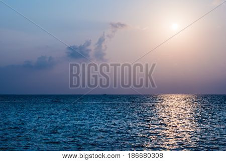 Great sunset over the Indian Ocean. Maledives.