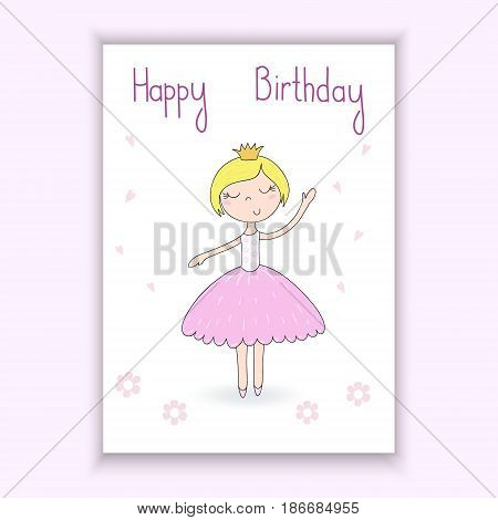 Cute hand drawn with cute little girl vector illustration. Printable template