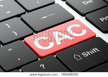 Stock market indexes concept: computer keyboard with word CAC, selected focus on enter button background, 3D rendering