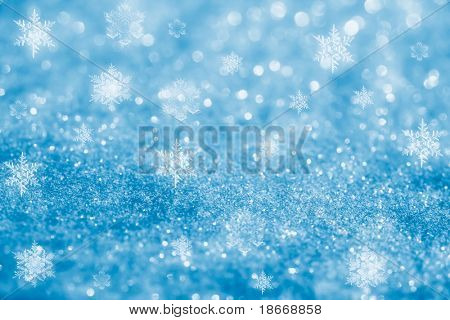 กลิทเทอร์สีน้ำเงิน sparkles หิมะ flakes พื้น ยิง โคซูเปอร์กรมตื้น