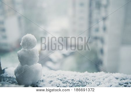 snowman at april day anomaly spring weather