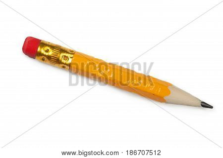 Pencil writing instrument writing utensil drawing tool eraser isolated on white sharpened